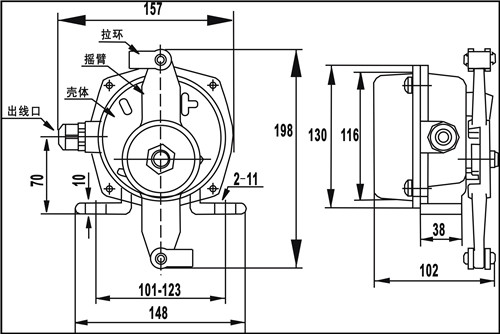 防爆雙向拉繩開關,防爆雙向拉繩開關技術規(guī)格KBW-220L防爆拉繩開關